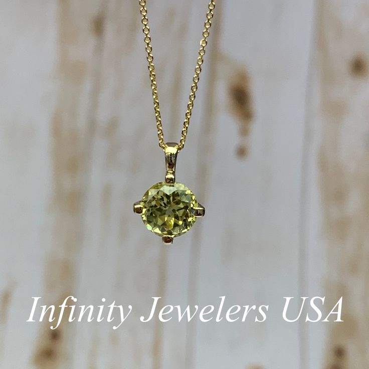 "The pendant pictured is lab created yellow sapphire #6981 -Approximate total carat weight: approx. 1.90ctw diamond equivalent -Center Stone Size: 8mm - approx. 1/90ct diamond equivalent -Center Stone Shape: round -Gem Type: lab created sapphire -Stone Clarity: VS2 -Stone Color: sweet yellow -Moh's Scale: 9 hardness -Metal Type and Purity: 14k white gold -Setting: 4 prong basket head -Chain: delicate 14k gold chain / heavier option with lobster claw available (use dropdown to select -Country of Gia Certified Yellow Gold Necklace For Formal Occasions, Formal Yellow Gold Gia Certified Necklace, Yellow Birthstone Jewelry Round Cut, Classic Yellow Sapphire Gemstone Jewelry, Fine Jewelry With Prong Setting In Yellow Sapphire, Yellow Sapphire Jewelry In Prong Setting With Round Cut, Classic Round Yellow Sapphire Jewelry, Classic Yellow Sapphire Round Cut Jewelry, Yellow Gold Citrine Jewelry With Round Cut