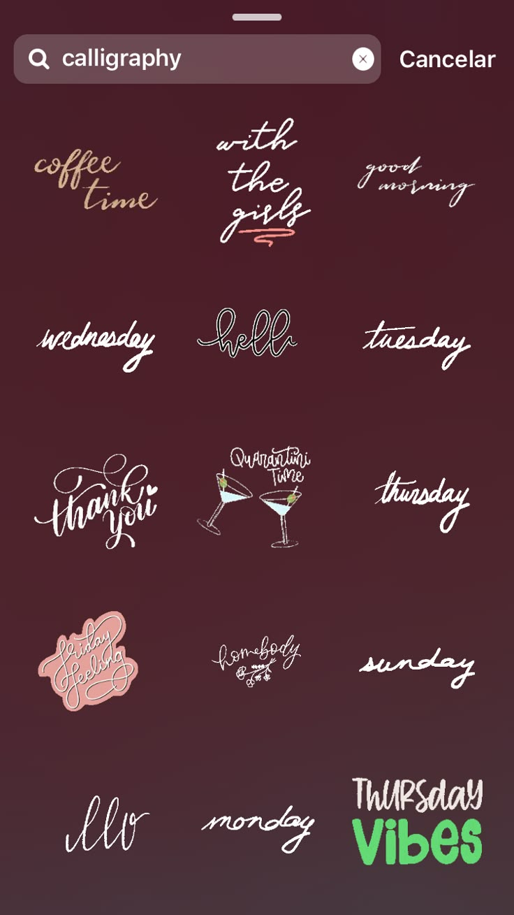 an iphone screen with different types of lettering on it