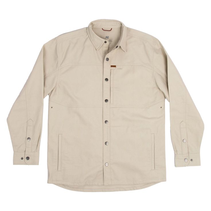 farmhand cotton overshirt shirt jack button farm jacket ranch jacket ivory Outdoor Button-up Tops With Functional Buttons, Button-up Tops With Pockets For Outdoor, Solid Outdoor Shirt With Buttons, Solid Color Button-up Shirt For Outdoor, Long Sleeve Shirt With Pockets For Outdoor Work, Solid Color Button-up Outdoor Shirt, Fall Outdoor Top With Snap Buttons, Solid Button-up Outdoor Shirt, Solid Buttoned Shirt For Outdoor