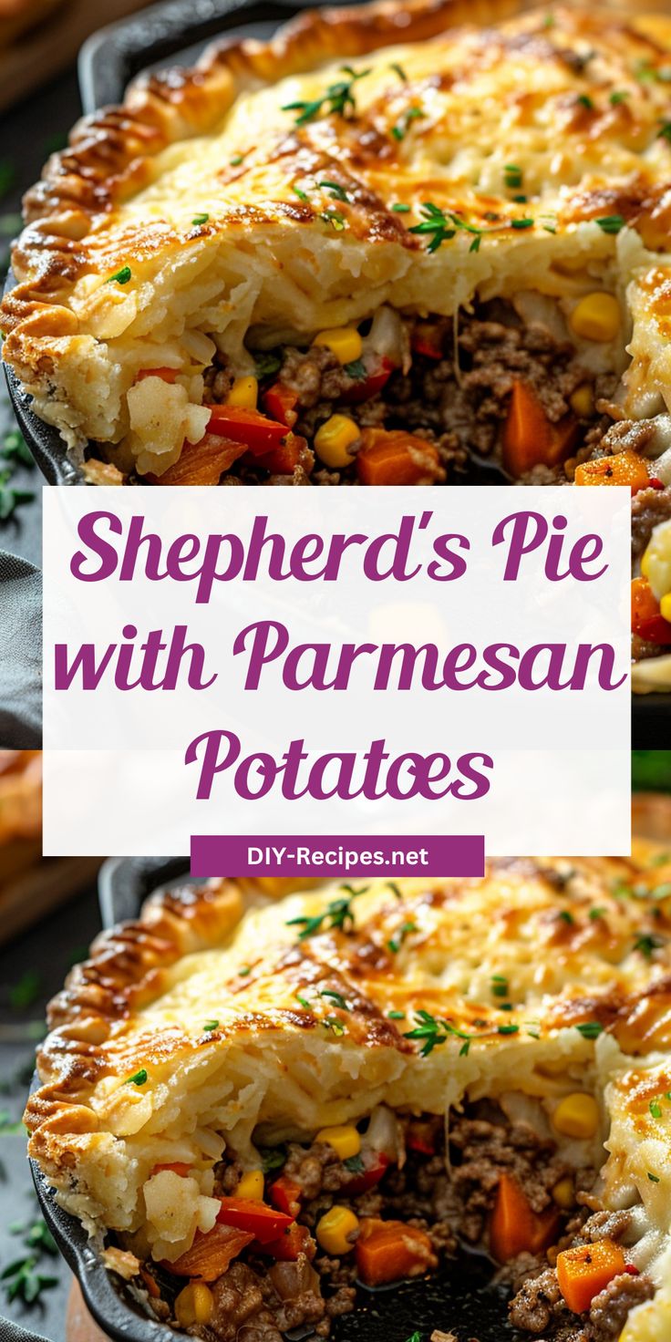 shepherd's pie with parmesan potatoes on top