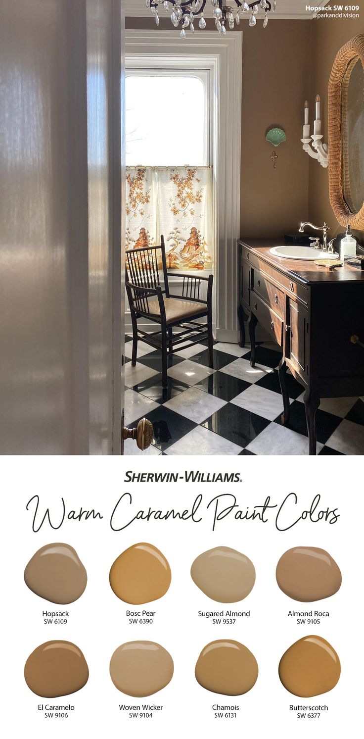 the color scheme for sherylin williams's warm caramel paint colors