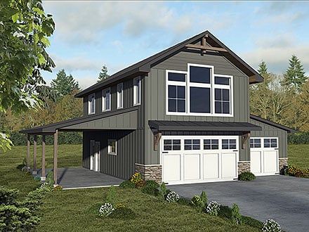 this is an artist's rendering of a two - story house with garages