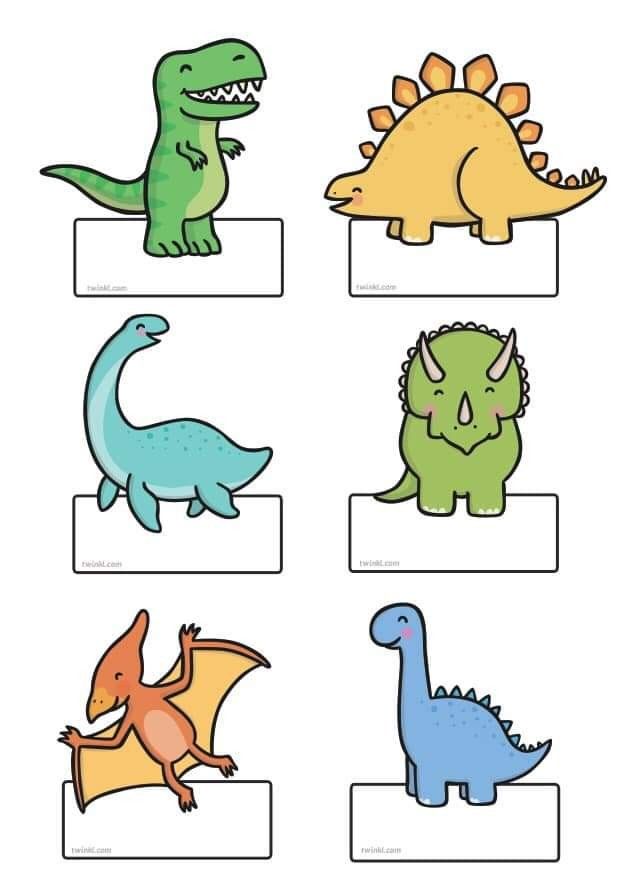 four different types of dinosaurs are shown in this printable activity for toddlers