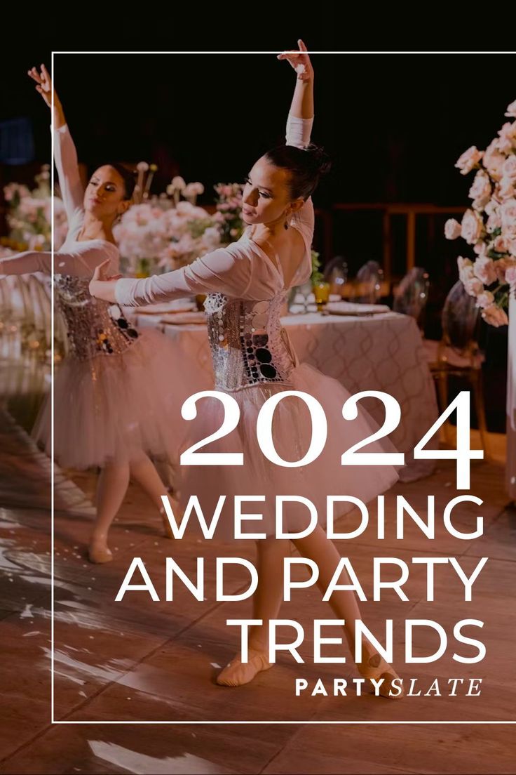 two ballerinas are dancing on the dance floor with text that reads, 2021 wedding and party trend