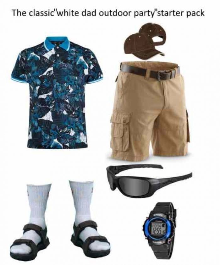 a man's outfit is shown with shoes, watch and sunglasses