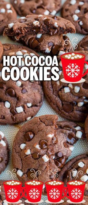 hot cocoa cookies with white chocolate chips and marshmallows