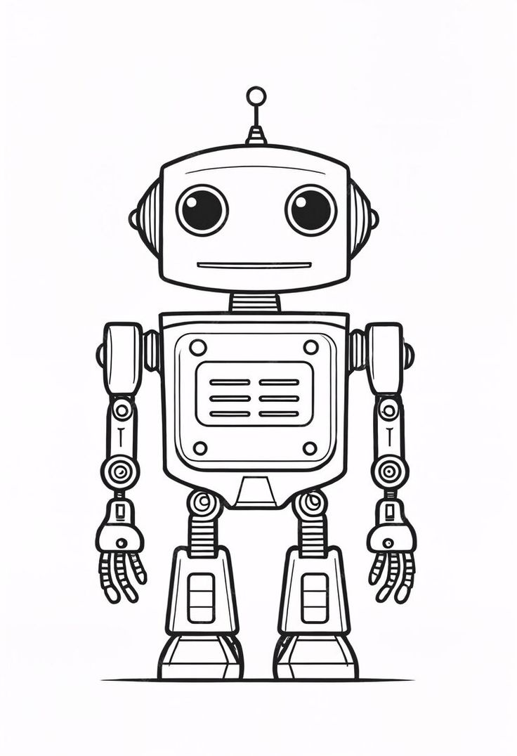 Premium Photo | A drawing of a cartoon robot coloring book illustration Cute Robot Drawing, Robot Drawing Ideas, Cute Robot Illustration, Robots Art Drawing, Robot Drawings, Drawing Robots, Blender Inspiration, Robot Coloring, Studio Background Ideas