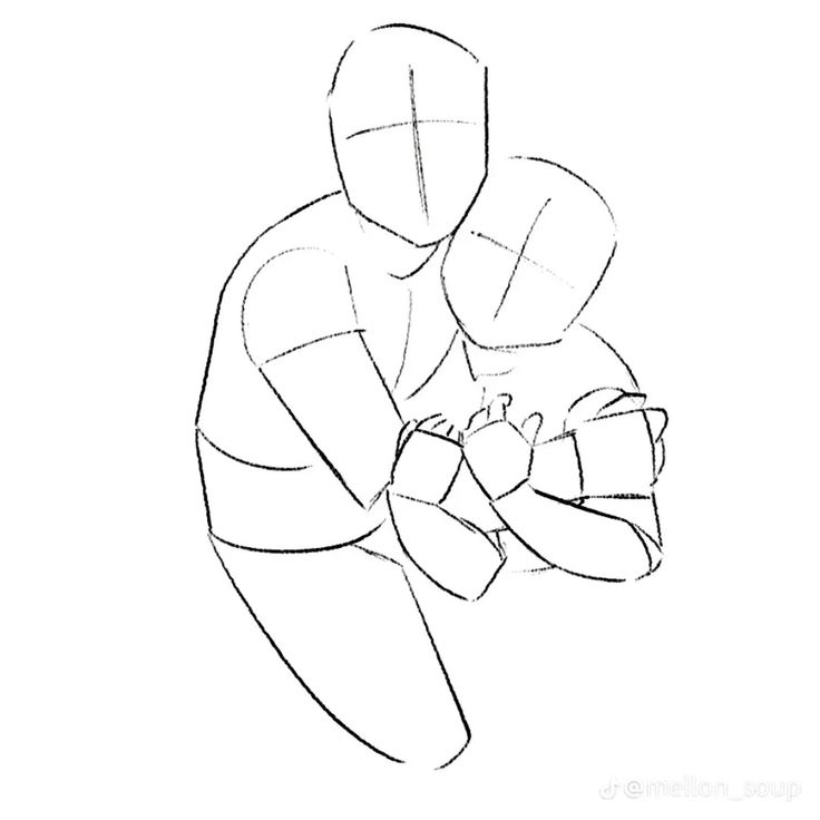 a drawing of a man holding a baby