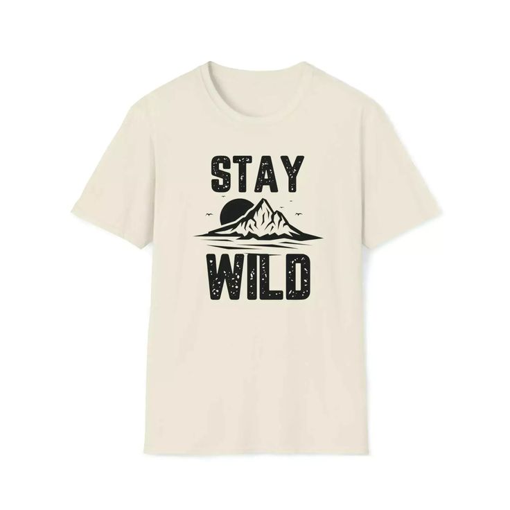 Get ready to unleash your wild side with our ultra-trendy Stay Wild Shirt! This unisex soft-style Stay Wild Merch is a must-have for those who want to showcase their untamed spirit in a comfortable and stylish manner. Made from ultra-soft materials for maximum comfort Available in a vibrant yellow hue to embrace your adventurous spirit Crafted with twill tape on the shoulders and ribbed knitting on the collar for enhanced strength and durability Relaxed fit for everyday wear, or size up for an o Casual Tops With Front Print For Outdoor Activities, Casual Graphic Print Tops For Outdoor Activities, Outdoor Slogan Tops With Crew Neck, Trendy Graphic Print Tops For Outdoor Activities, Casual Outdoor Tops With Front Print, Cotton Slogan Tops For Outdoor Activities, Relaxed Fit Tops With Logo Print For Outdoor Activities, Casual White Tops For Adventure, Outdoor Slogan Crew Neck Top