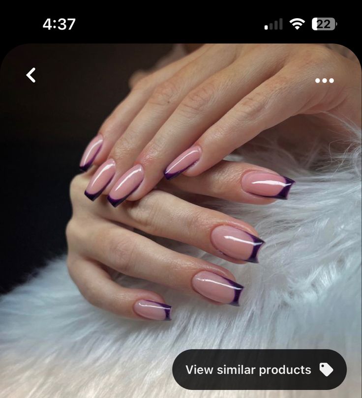 Dark Purple Nail French Tip, Plum Purple Acrylic Nails, Mauve Prom Nails, Shirt Purple Nails, Rich Purple Nails, Dark Purple Gel Nails Ideas, Dark Purple Nail Designs Coffin, Plum Purple French Tip Nails, Plum Nails French Tip