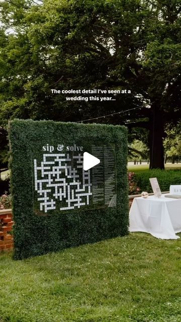 an outdoor wedding reception setup in the grass