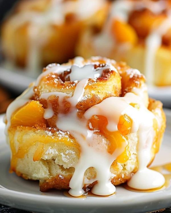 a plate topped with pastry covered in icing