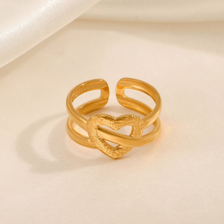 ADJUSTABLE LOVE RING Adjustable 14k Gold Heart Ring, Adjustable Gold Heart Ring For Valentine's Day, Adjustable Heart-shaped Yellow Gold Rings, Adjustable Gold Heart-shaped Initial Ring, Gold Heart-shaped Open Ring For Valentine's Day, Love Ring, 18k Gold, Gold Plate, Plating