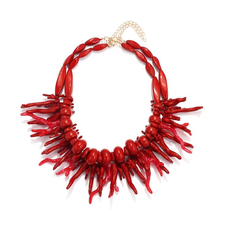 Elevate your style with our Bohemian Multi-Layered Resin Coral Necklace. This stunning piece features layers of resin coral in a bold and intricate design. Add a touch of luxury and sophistication to your look with this exclusive necklace. Perfect for any occasion, it will be sure to turn heads and make a statement. Metals Type: Iron alloy Necklace Type: Pendant Necklaces Material: Resin Gender: Women Item Type: Necklace Indian Jewelry Choker, Coral Choker, Holiday Party Jewelry, Red Coral Earrings, Red Coral Necklace, Statement Collar Necklace, Bohemian Handmade, Red Necklace, Coral Earrings