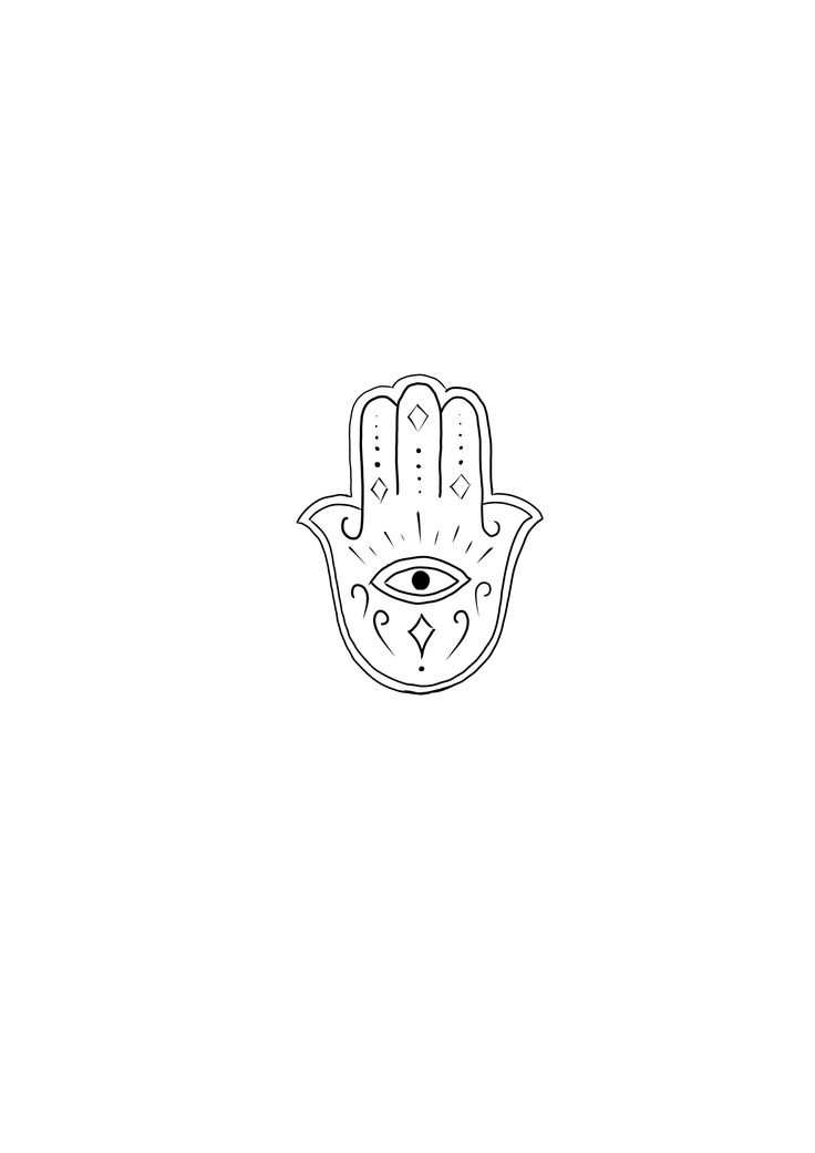 a hand drawn hamsah with an eye on it