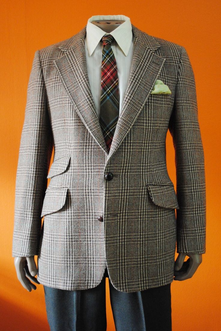 "Excellent English cut tweed jacket in size 38. Double vents, ticket pocket, fully lined, made in England. Chest: 21\" or 53.5 cm across Sleeve: 25\" or 63.5 cm Shoulders: 18\" or 45.5 cm across Length: 31\" or 79 cm" Formal Tweed Jacket With Welt Pockets, Tailored Tweed Jacket With Lapel Collar, Classic Tweed Jacket With Houndstooth Pattern, Formal Fall Tweed Jacket With Welt Pockets, Fitted Tweed Jacket With Patch Pockets For Tailoring, Classic Tweed Sport Coat With Lapel Collar, Classic Tweed Jacket With Lapel Collar, Classic Fitted Tweed Jacket With Patch Pockets, Single Breasted Tweed Jacket With Lapel Collar