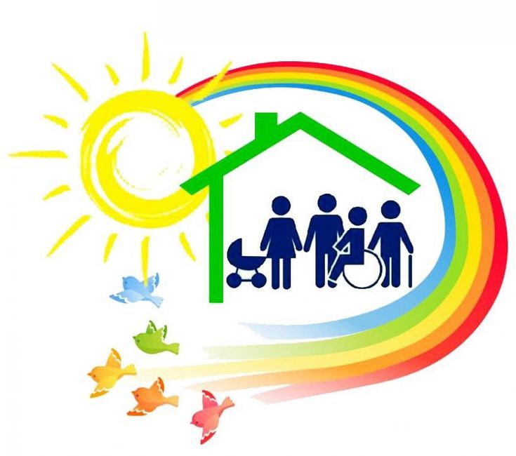 an image of a family in the house with butterflies around it and sun above them