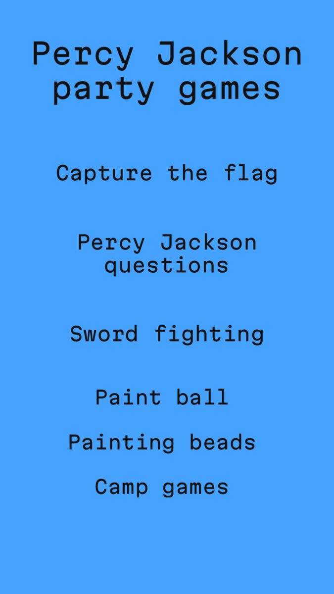 a blue background with the words percy jackson party games