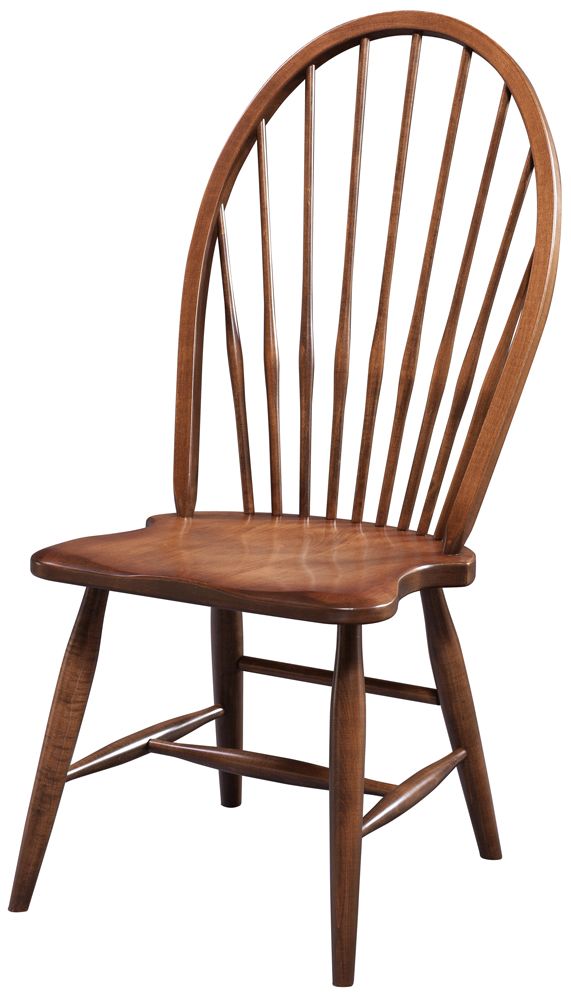 a wooden chair with a brown leather seat