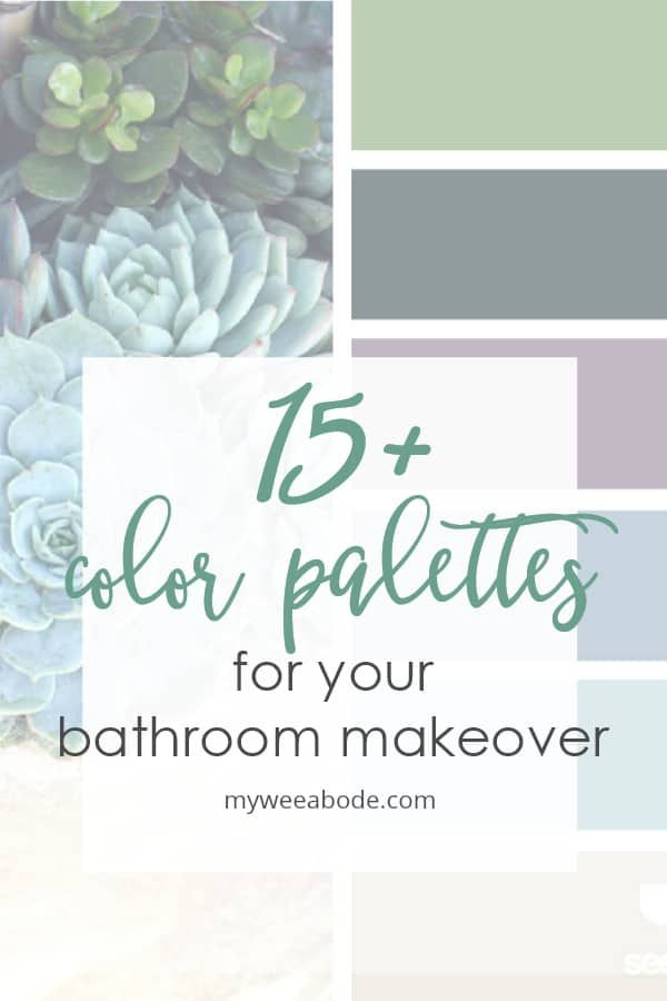 the text reads, color palettes for your bathroom makeover with succulents and