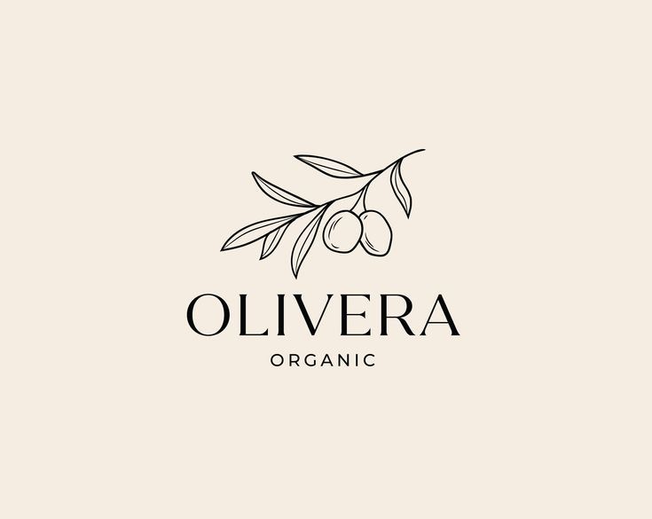 an olive branch with leaves and the words olivera organic written in black on a white background