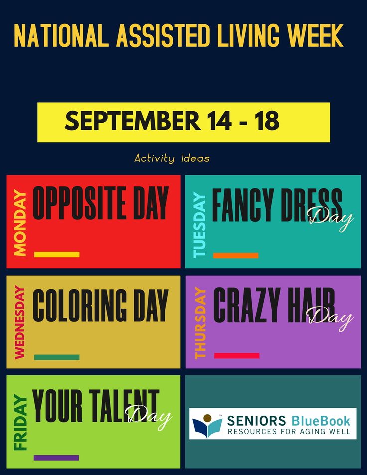 the national assisted living week poster is shown in four different colors and font, with an image