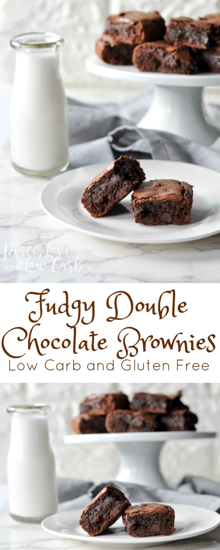 chocolate brownies are stacked on top of each other with the words, friday double chocolate brownies low carb and gluen free