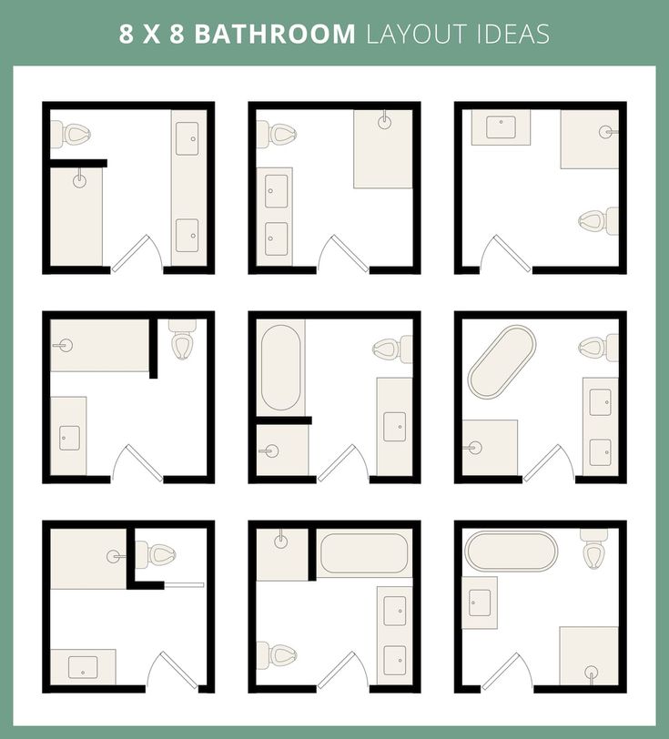 the floor plan for an 8x8 bathroom layout with four separate rooms and eight bathrooms