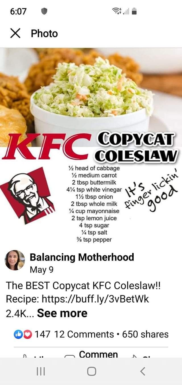 the kfc copycat coleslaw app on iphone