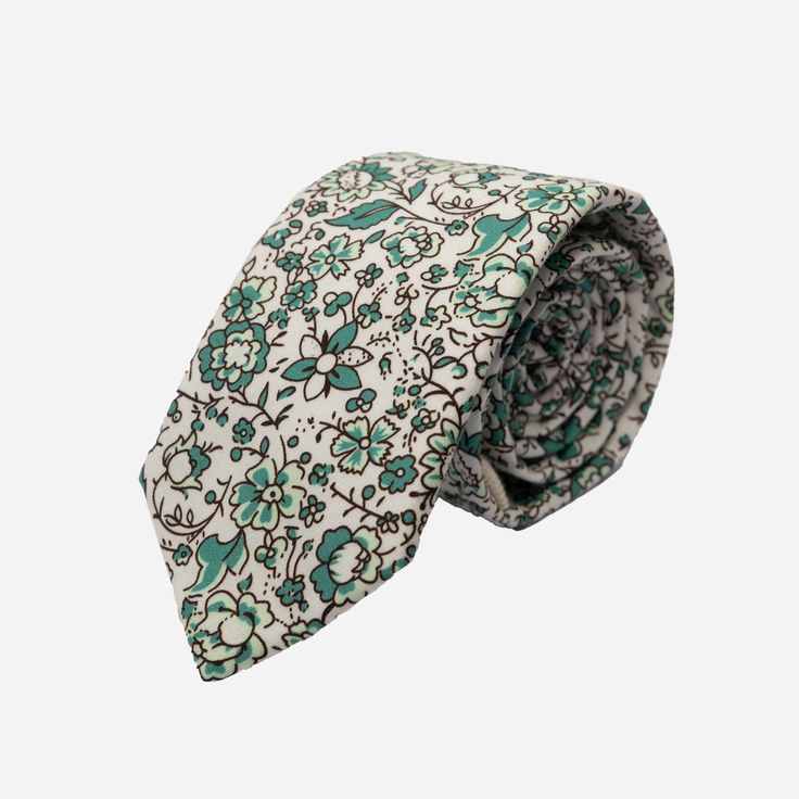 WHITING - Men's Tie Cotton Ties For Workwear In Spring, Elegant Green Ties For Spring, Elegant Green Tie For Spring, Elegant Green Spring Ties, Green Spring Ties, Spring Green Formal Tie, Spring Formal Green Tie, Formal Green Spring Tie, Spring Floral Print Ties For Formal Occasions