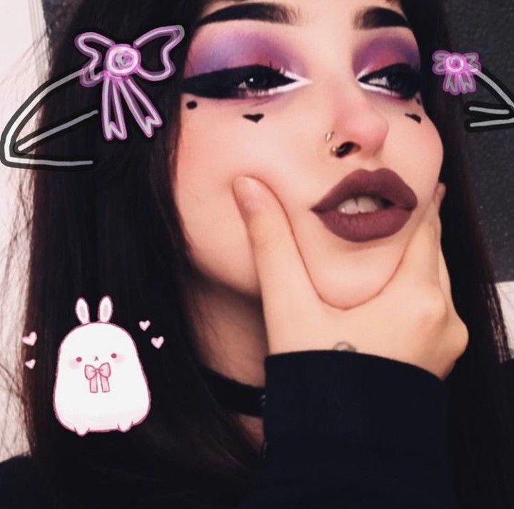 #makeupaestheticeyebrows Purple Alt Makeup, Egirl Makeup Goth, E Girl Makeup, Egirl Makeup, Drag Make-up, Kawaii Makeup, Alt Makeup, Alternative Makeup, Edgy Makeup