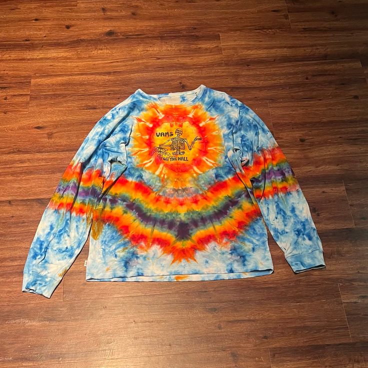 The listing is for a long-sleeved Vans tie-dye shirt. tie-dyed by me The pictured shirt is large and will ship within 1-3 business days. Please let me know if you have any questions Tie Dye Long Sleeve Shirt For Summer, Bohemian Hand Dyed Long Sleeve Tops, Tie Dye Relaxed Fit Long Sleeve Shirt, Tie Dye Cotton Long Sleeve Shirt, Tie Dye Long Sleeve Cotton Shirt, Hippie Long Sleeve Cotton Shirt, Shirt Tie, Tie Dye Shirt, Dye Shirt