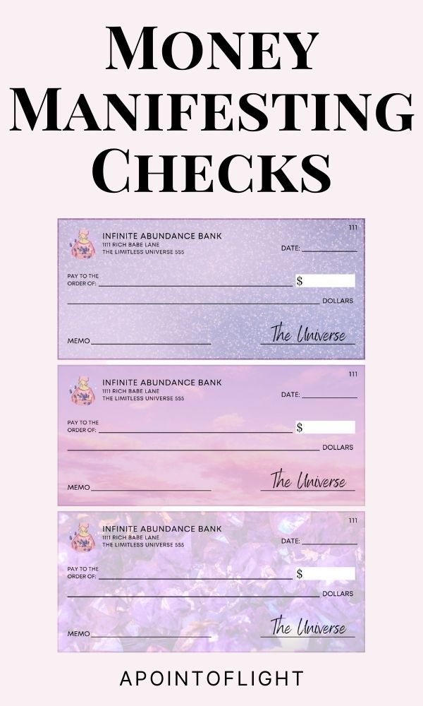 a check card with the words, money manifesting checks on it and an image of