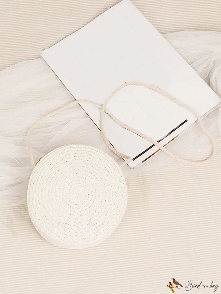 BirdinBag - Compact Straw Bag - Sleek and Stylish Casual White Crossbody Box Bag, White Casual Box Bag With Adjustable Strap, Casual White Box Bag With Adjustable Strap, Casual White Handheld Box Bag, White Crochet Bucket Bag With Adjustable Strap, Casual White Box Shoulder Bag, White Portable Pouch Bag, Portable White Pouch Bag, White Handheld Bag With Single Shoulder Strap