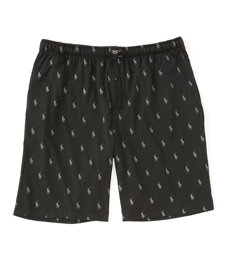 From Polo Ralph Lauren, these shorts feature: all over polo player patterncovered elastic waistband with drawstringon-seam pocketsjersey knitcottonmachine washImported. Polo Ralph Lauren Mens Polo Shirts, Casual Cotton Pajama Shorts For Overnight, Casual Black Sleepwear For Overnight, Black Sleepwear With Elastic Waistband For Summer, Summer Pajama Shorts For Overnight, Casual Black Sleepwear With Elastic Waistband, Black Summer Sleepwear With Elastic Waistband, Casual Black Short Length Sleepwear, Summer Overnight Pajama Shorts