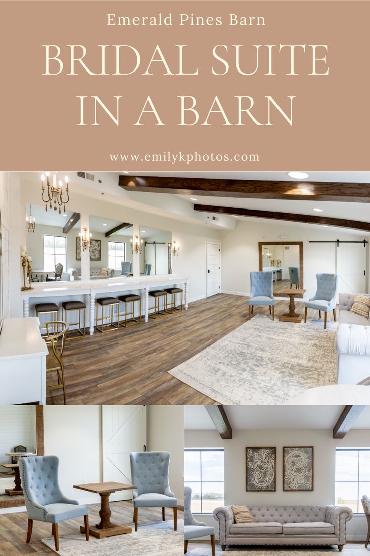 the bridal suite in a barn at emerald pines bar and grill is featured here