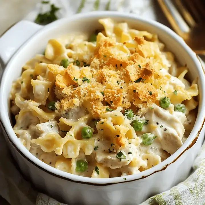 a white bowl filled with macaroni and cheese on top of a green napkin