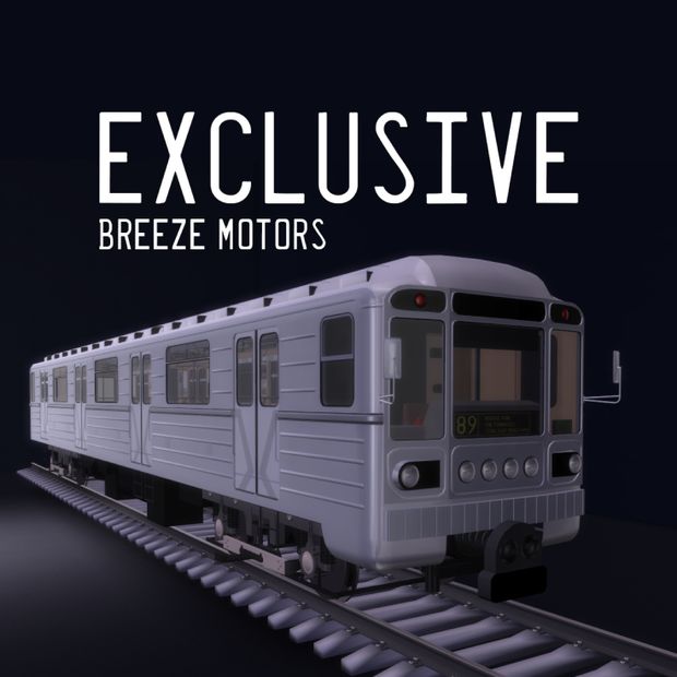 an image of a train on the tracks with text that reads, exclusively breeze motors