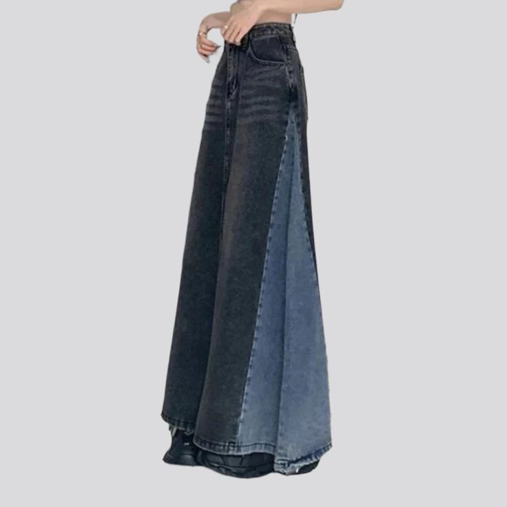 Introducing our fashionable and stylish 2023 Spring-Summer Collection of polished long denim skirts for ladies - a modern take on street style with all the features that make it a must-have for fashionistas everywhere! Distinctive Features: Street Style: These skirts bring together classic and modern fashion sensibilities for a street-style look that is sure to turn heads. Long Design: Floor-length, with a high-waist cut, these skirts provide a flattering silhouette and leave you feeling confide Long Denim Skirts, Skirt Patchwork, Womens Denim Skirts, Long Denim Skirt, Denim Skirts, Lady Grey, Patchwork Patterns, Street Style Looks, Modern Fashion