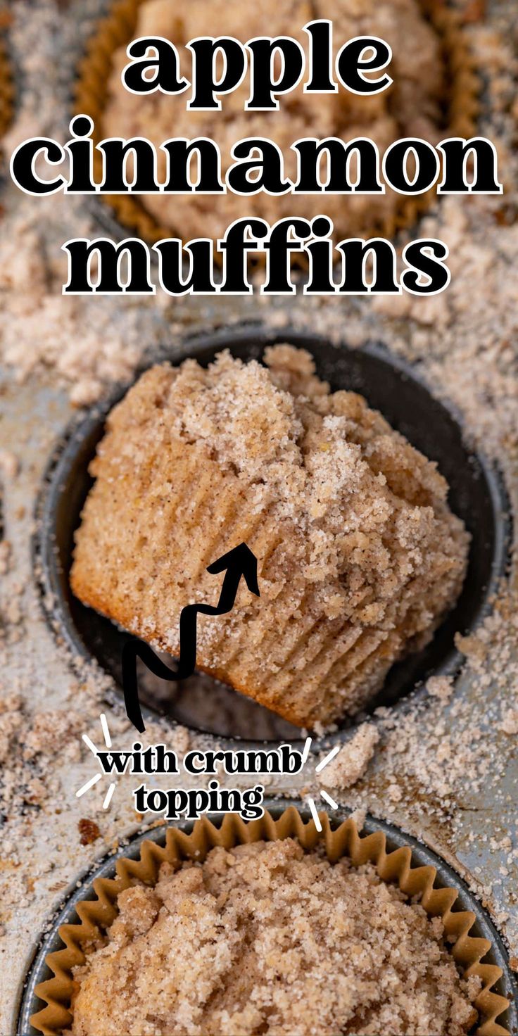 an apple cinnamon muffin in a muffin pan