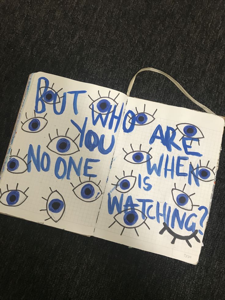 an open notebook with writing on it that says, but who are you when no one is watching?