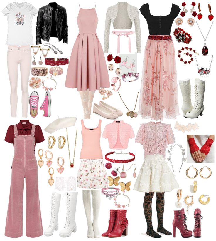 a collage of different outfits and accessories