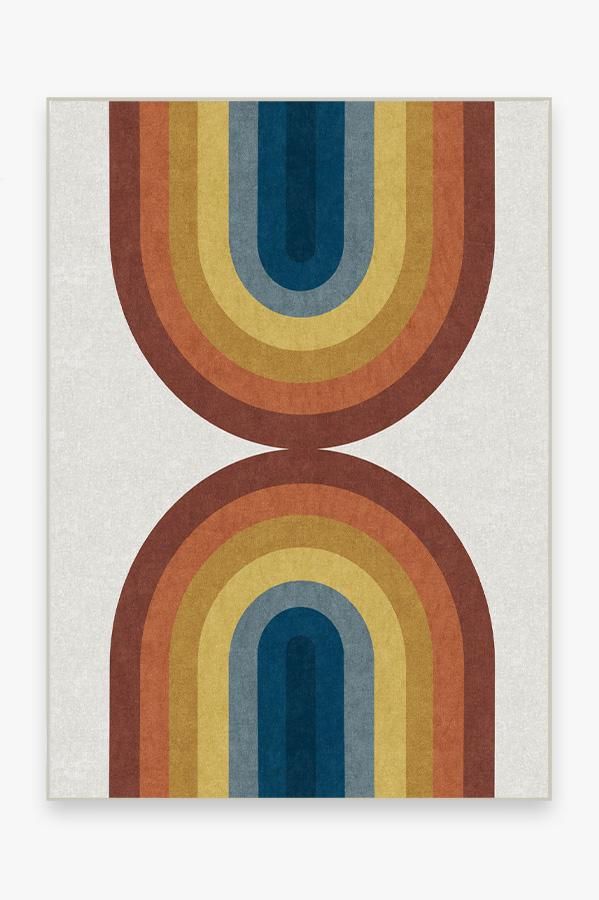 an abstract art print with two circles in different colors on a white background canvas print