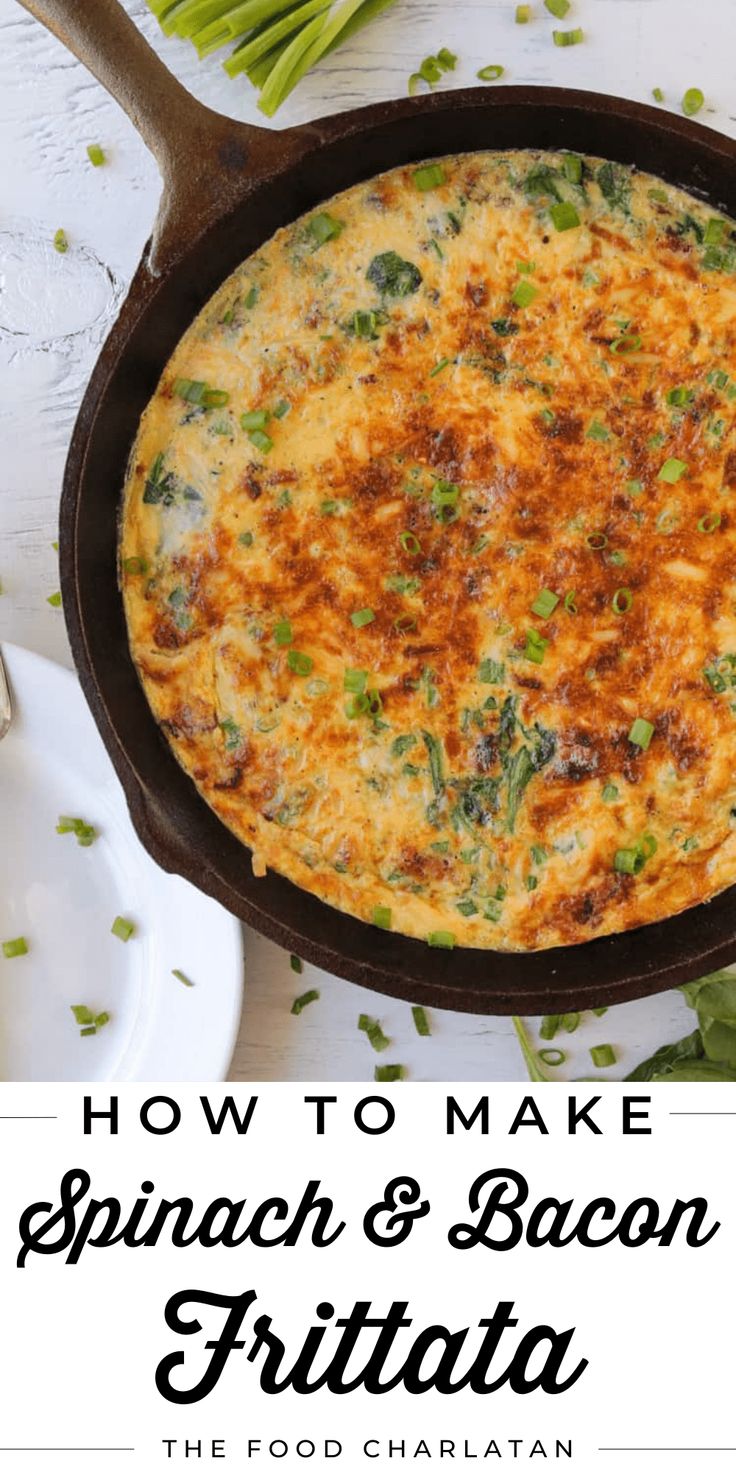 how to make spinach and bacon frittata in a cast iron skillet