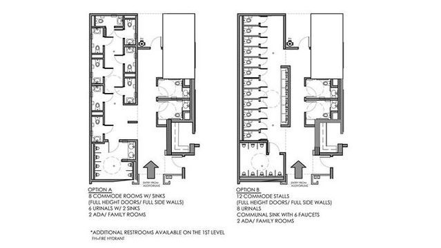 the floor plan for an apartment building with two floors and three levels, in different sections