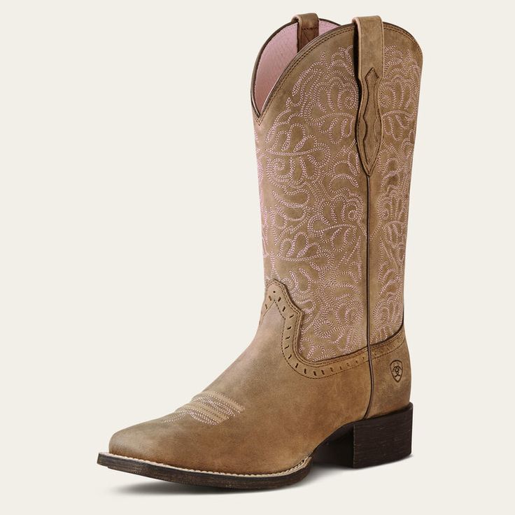 Ariat Round Up Remuda, Women’s Ariat Boots, Cowboy Work Boots, Pink Ariat Boots, Ariat Boots Women, Jaripeo Boots, Women’s Western Boots, Square Toe Cowboy Boots Women, Women’s Cowgirl Boots