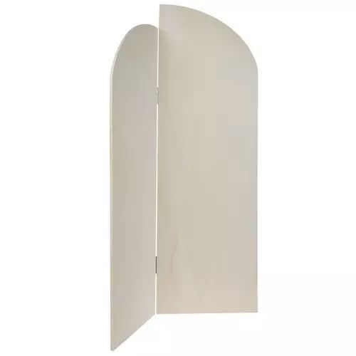 an open door on the side of a white wall