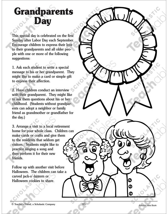 an old man and woman with a rose award for their grandparents's day coloring page