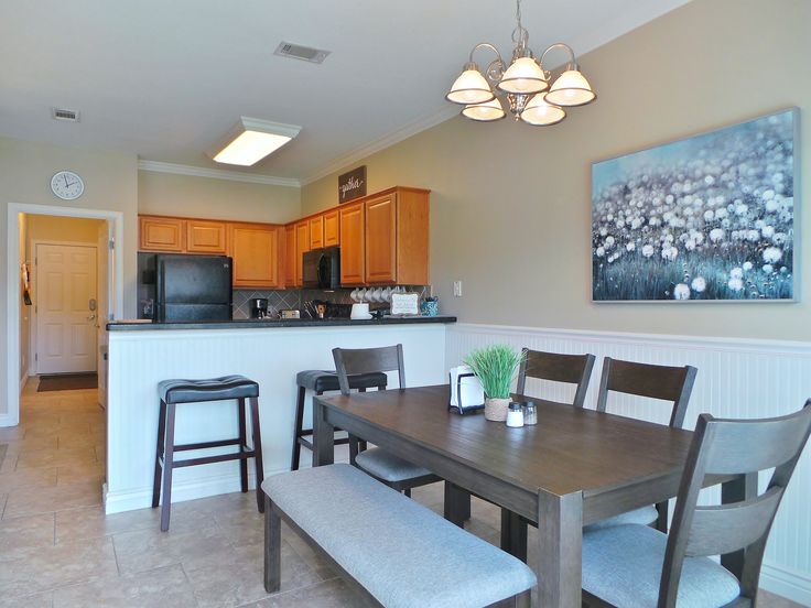 a kitchen and dining room area in a home