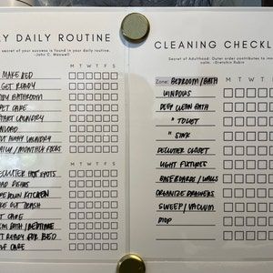 the daily routine checklist is on display